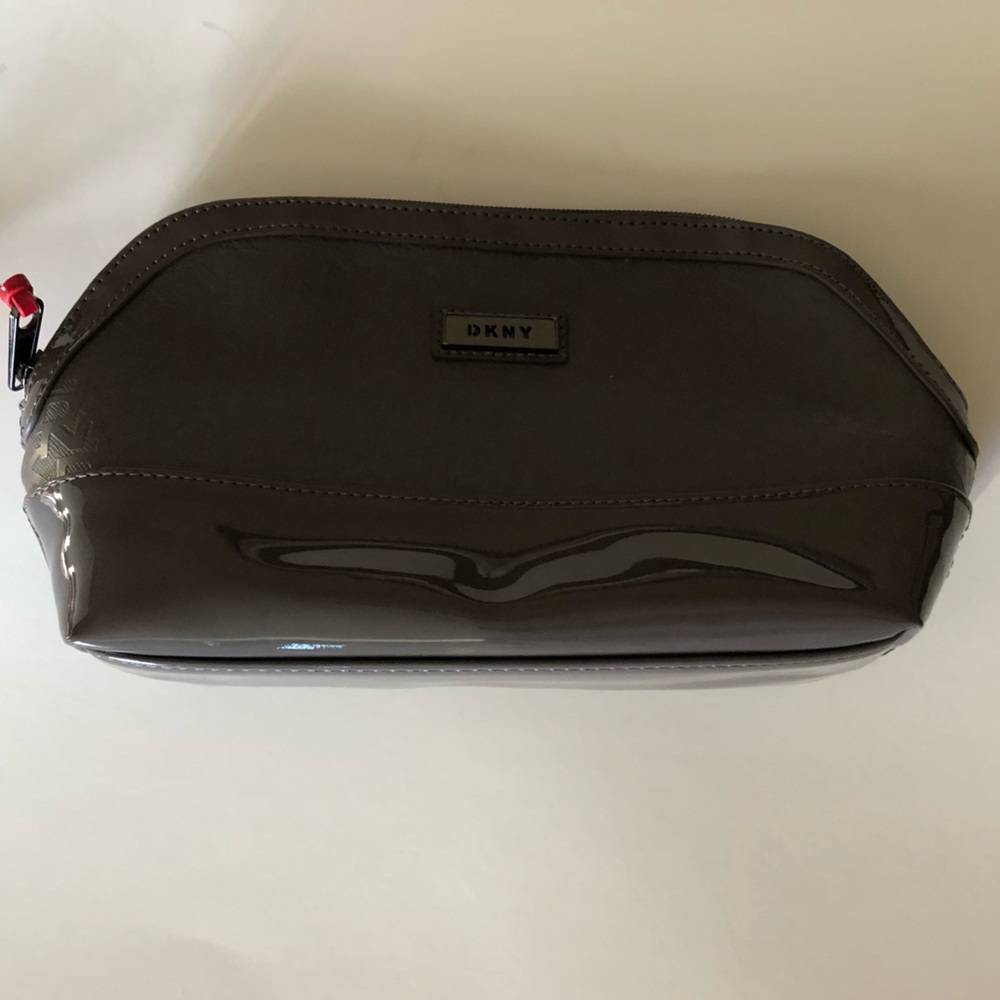 DKNY Cosmetic Bag Grey with Red Interior